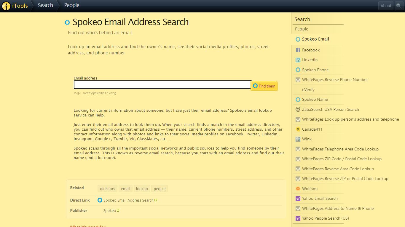 Spokeo Email Address Search › Find out who's behind an email - iTools